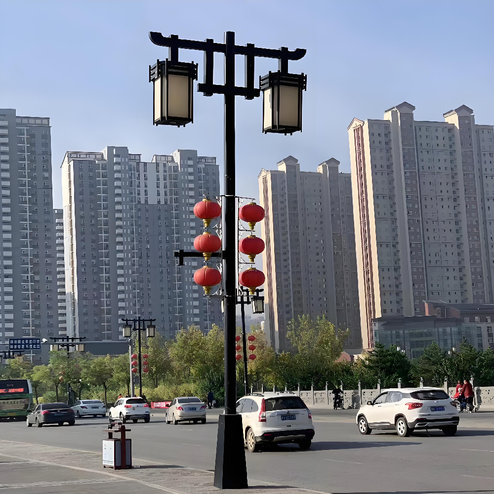 6米中国结灯笼双头节日造型特色景观LED庭院灯 - 创意设计 | 高效节能景观灯