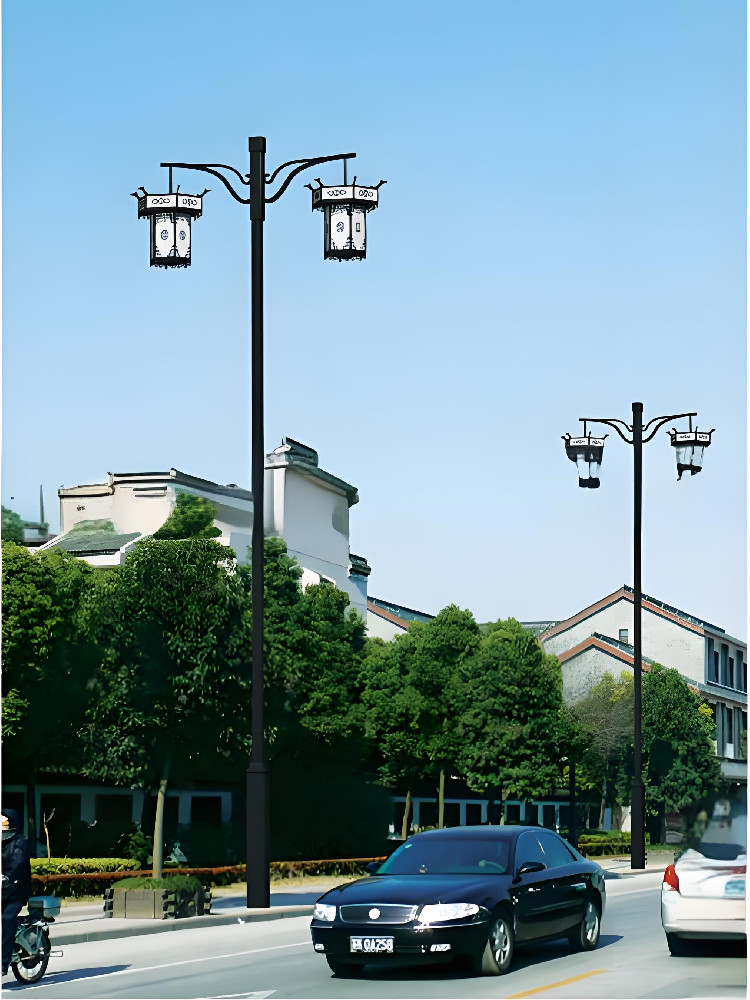 3.8米古典特色双头LED庭院灯 - 高效节能 | 古典优雅照明选择
